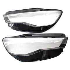 Front Headlight Lens Cover, Pair of Front Lamp Hoods Clear and Black Headlamp cover for Audi A6 C7 2015-18.