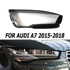 Front Headlight Lens Cover, Pair of Front Lamp Hoods Clear and Black Headlamp cover for Audi A6 C7 2015-18.