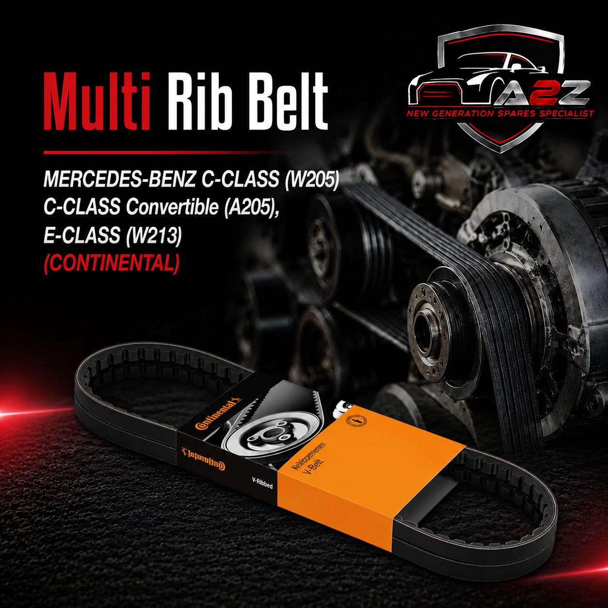Multi Rib Belt 6PK1075 A0039935396 Compatible With MERCEDES-BENZ C-CLASS (W205) C-CLASS Convertible (A205) E-CLASS (W213) (CONTINENTAL)