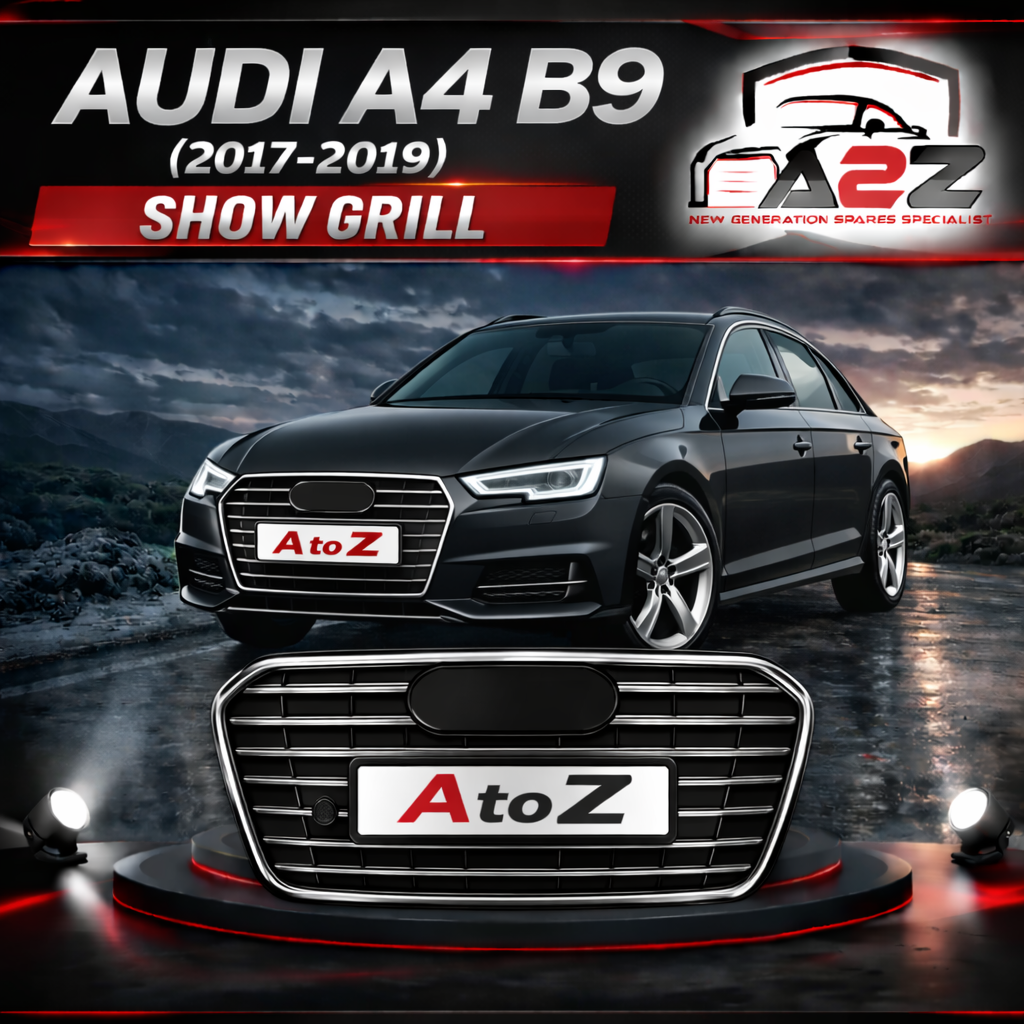 Show Grill Compatible With  Audi A4 B9(2017-19) Shiny Silver Chrome Tag 22