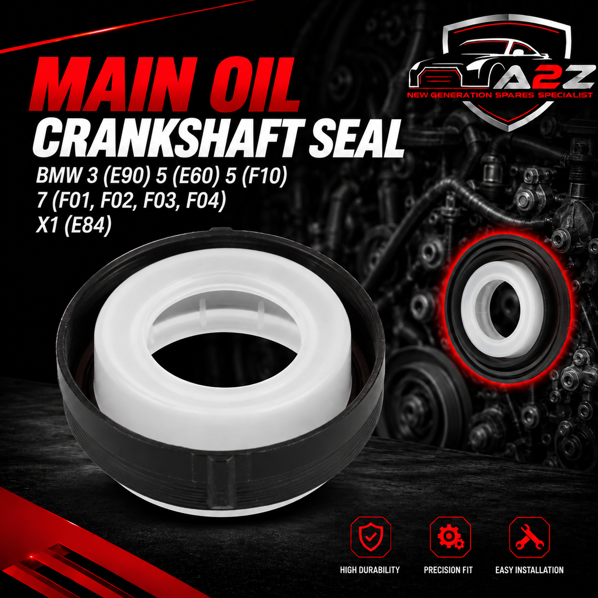 Crankshaft Oil Seal 11117511396 Compatible With BMW 3 (E90) 5 (E60) 5 (F10) 7 (F01, F02, F03, F04) X1 (E84)