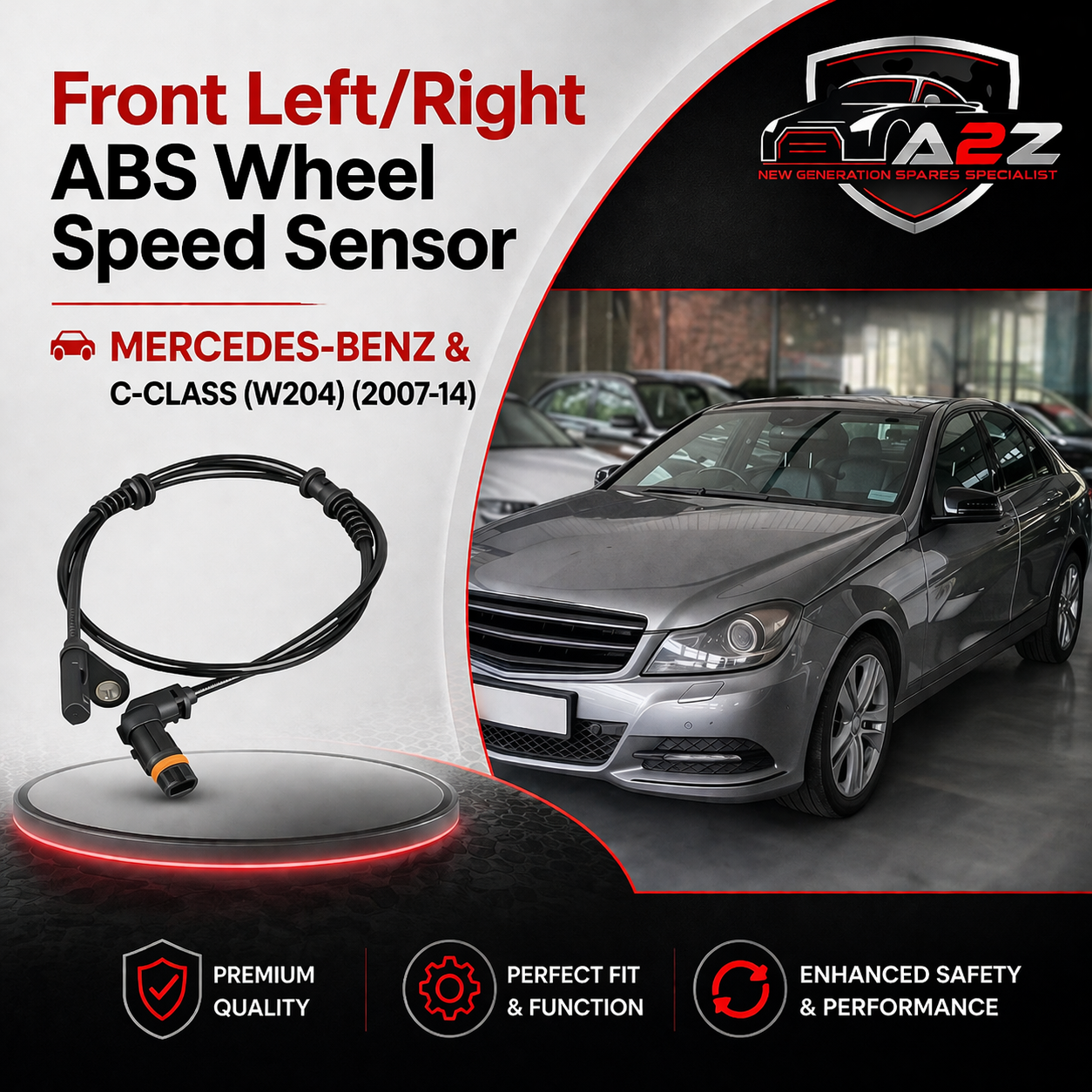 Front Left/Right ABS Wheel Speed Sensor 2049053005 & 2049057902 A2049053005 A2049057902 Compatible With MERCEDES-BENZ & C-CLASS (W204)