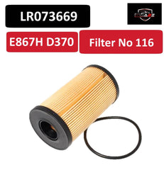 Oil Filter E867H D370 & LRO73669 & OX1138D Compatible With  JAGUAR F-PACE (X761) & F-TYPE Convertible (X152) & LAND ROVER DEFENDER Station Wagon (L663) & DISCOVERY SPORT (L550)Tag 116