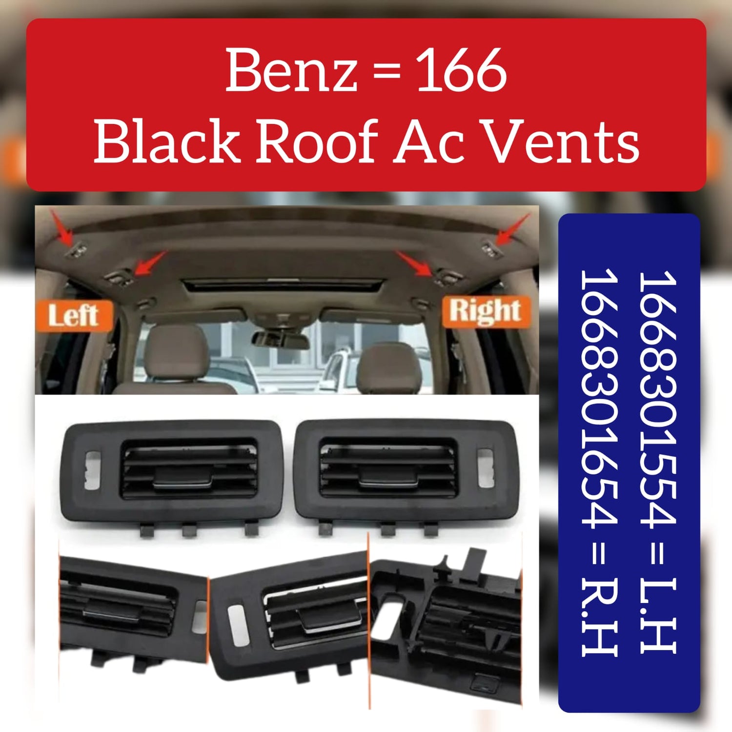 
Mercedes GL Class W166 GLS W166 Beige Roof Top AC Vent Grille 1668301554 1668301654