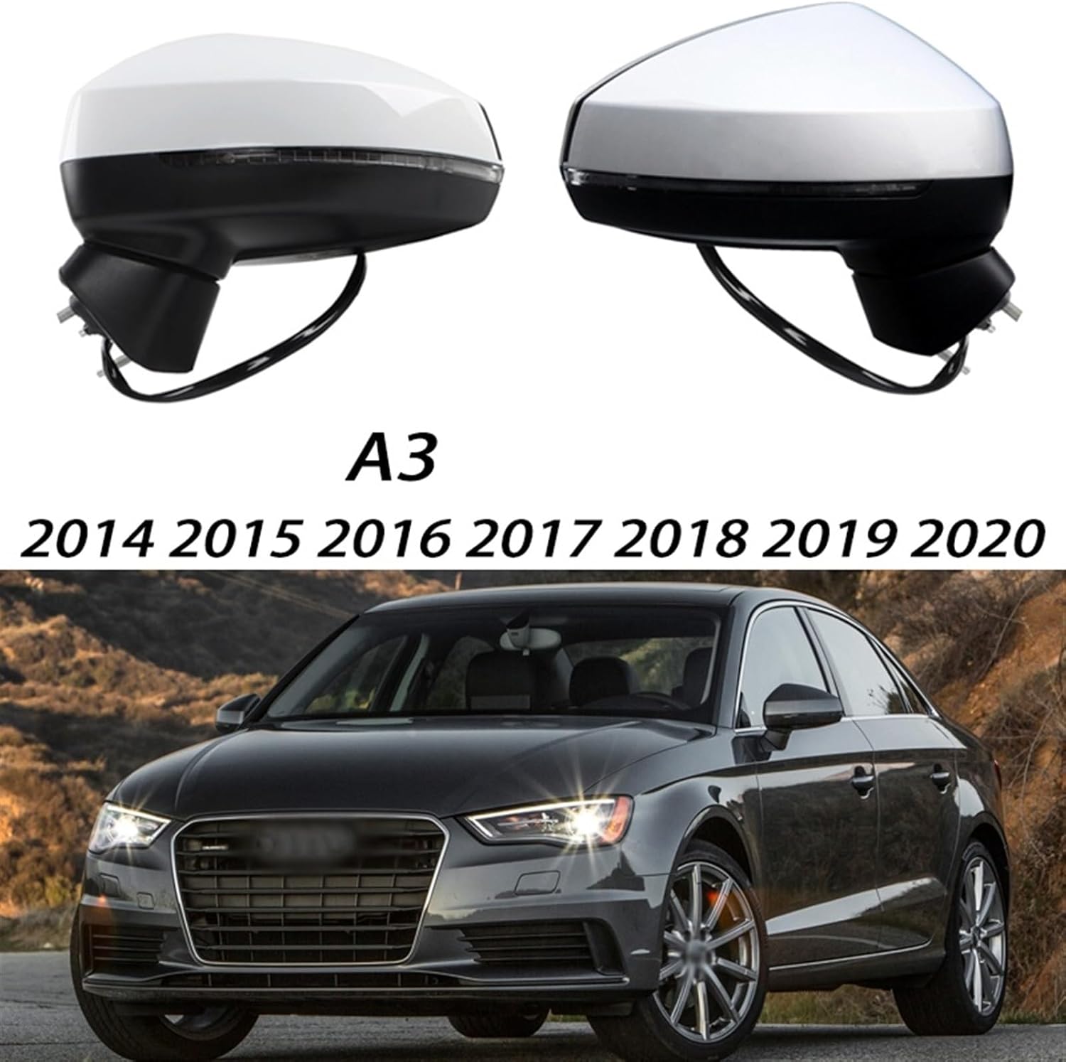 Mirror Assembly Electric Folding/Turn Signal Complete Door wing Mirror Left & Right (10 Pin) Compatible With AUDI A3 Tag-SMA-157