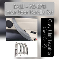 BMW X5 E70 leather inner door handle set – 7-piece interior upgrade for 2007–2013 models with premium finish and OEM fit


