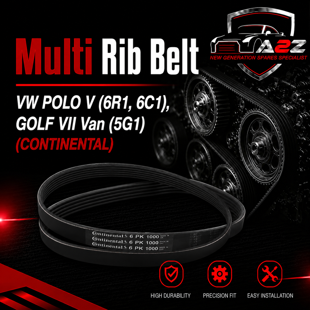 MULTI-RIB BELT 6PK1000 04E145933A Compatible With VW POLO V (6R1, 6C1), GOLF VII Van (5G1) (CONTINENTAL)