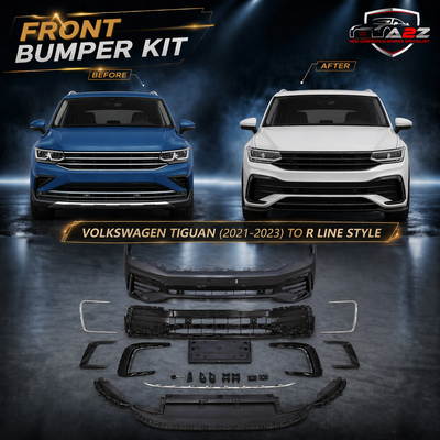 Front Bumper Body Kit Compatible With Vw Volkswagen Tiguan 2021-2023 Upgrade To R Line Style (Shipping Cost Not Included In Price)