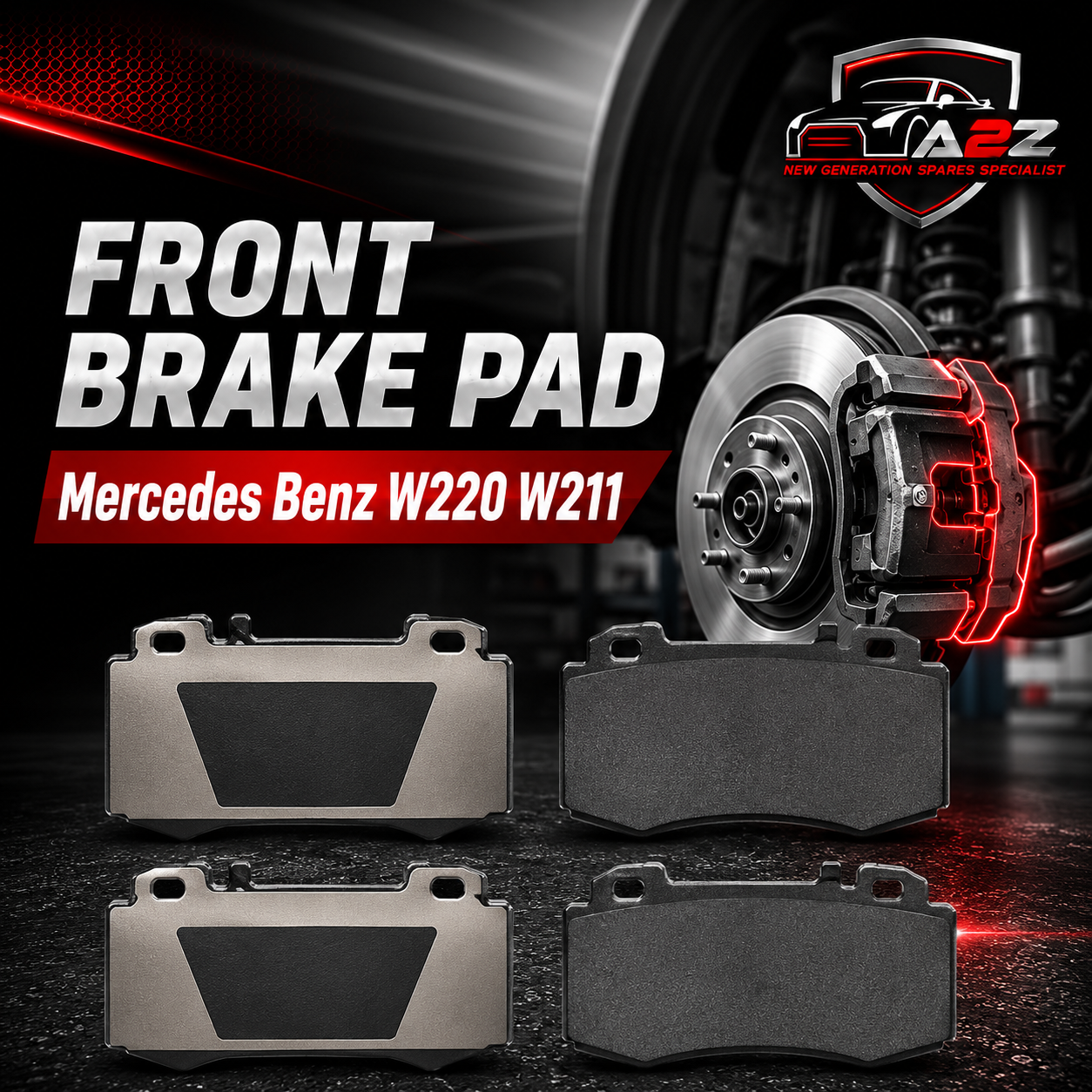 Front Brake Pad Set 0044209020 Compatible With Mercedes Benz W220 W211
