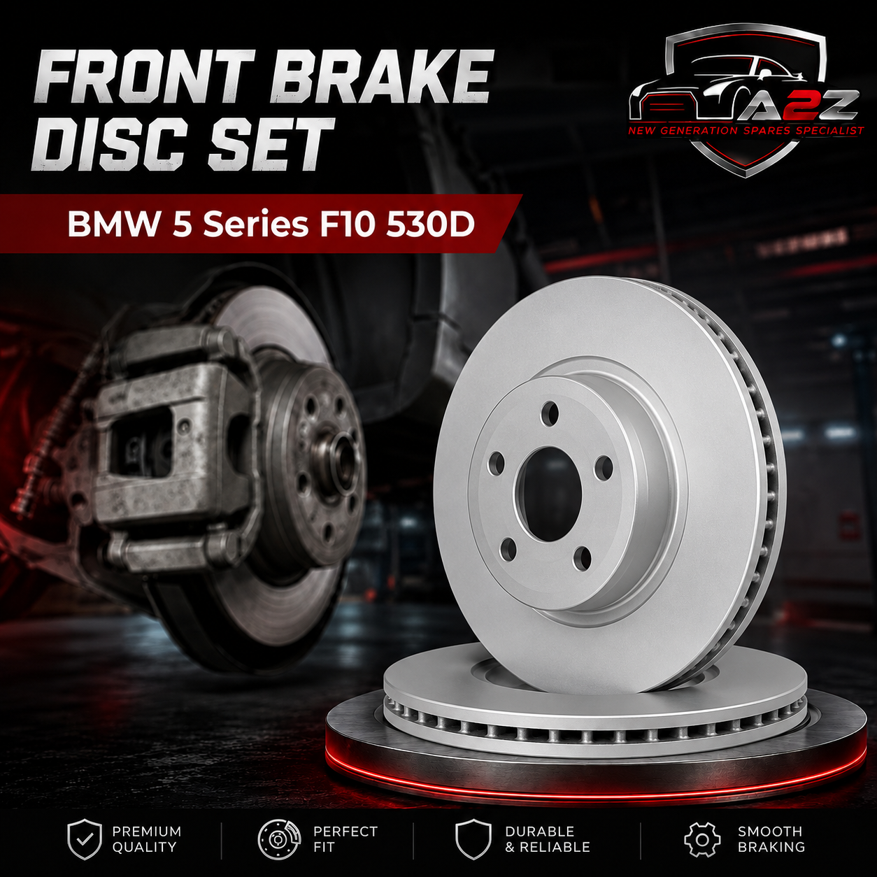 Front Brake Disc Set 34116775277 Compatible With BMW 5 Series F10 530D