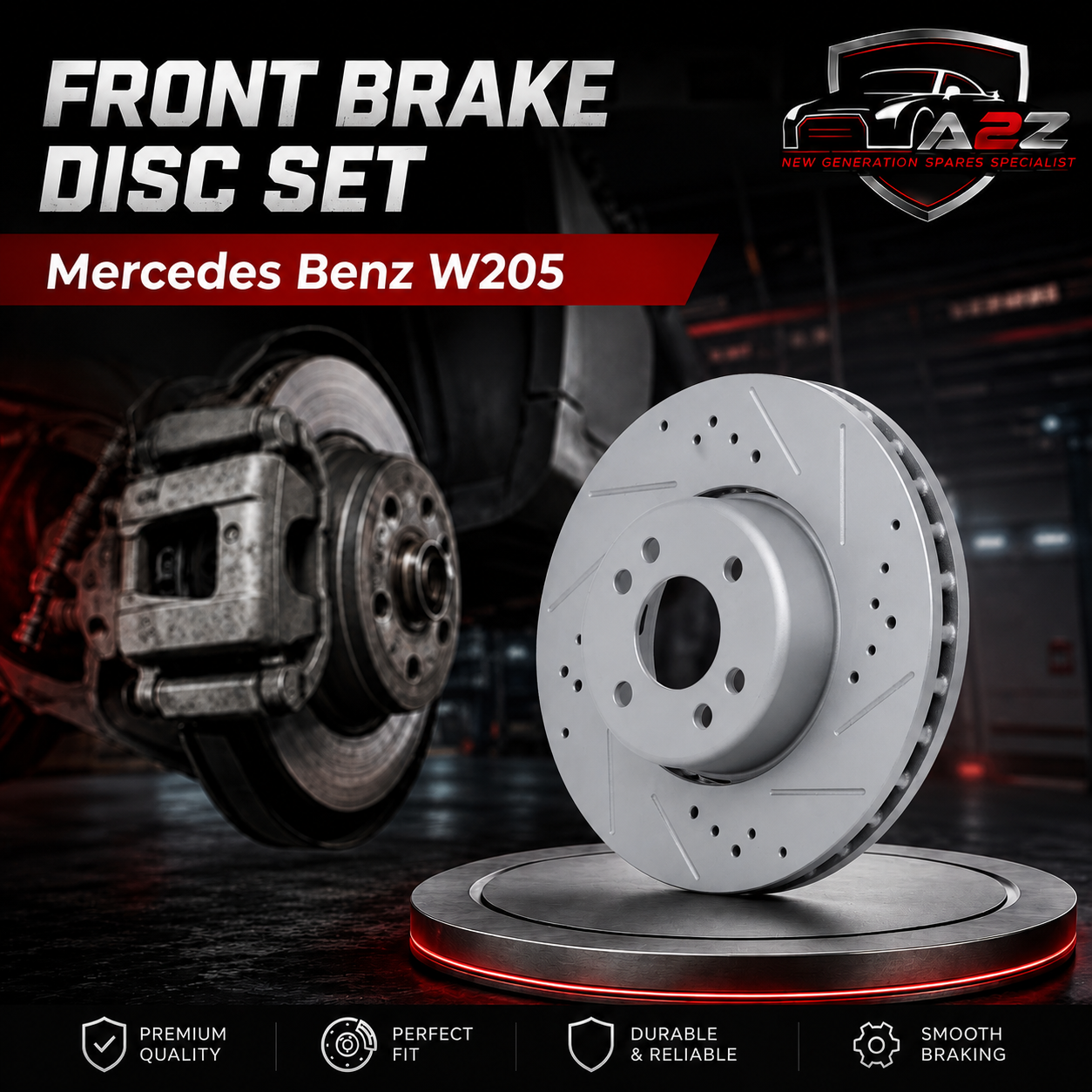 Front Brake Disc Set  0004212112 Compatible With Mercedes Benz W205