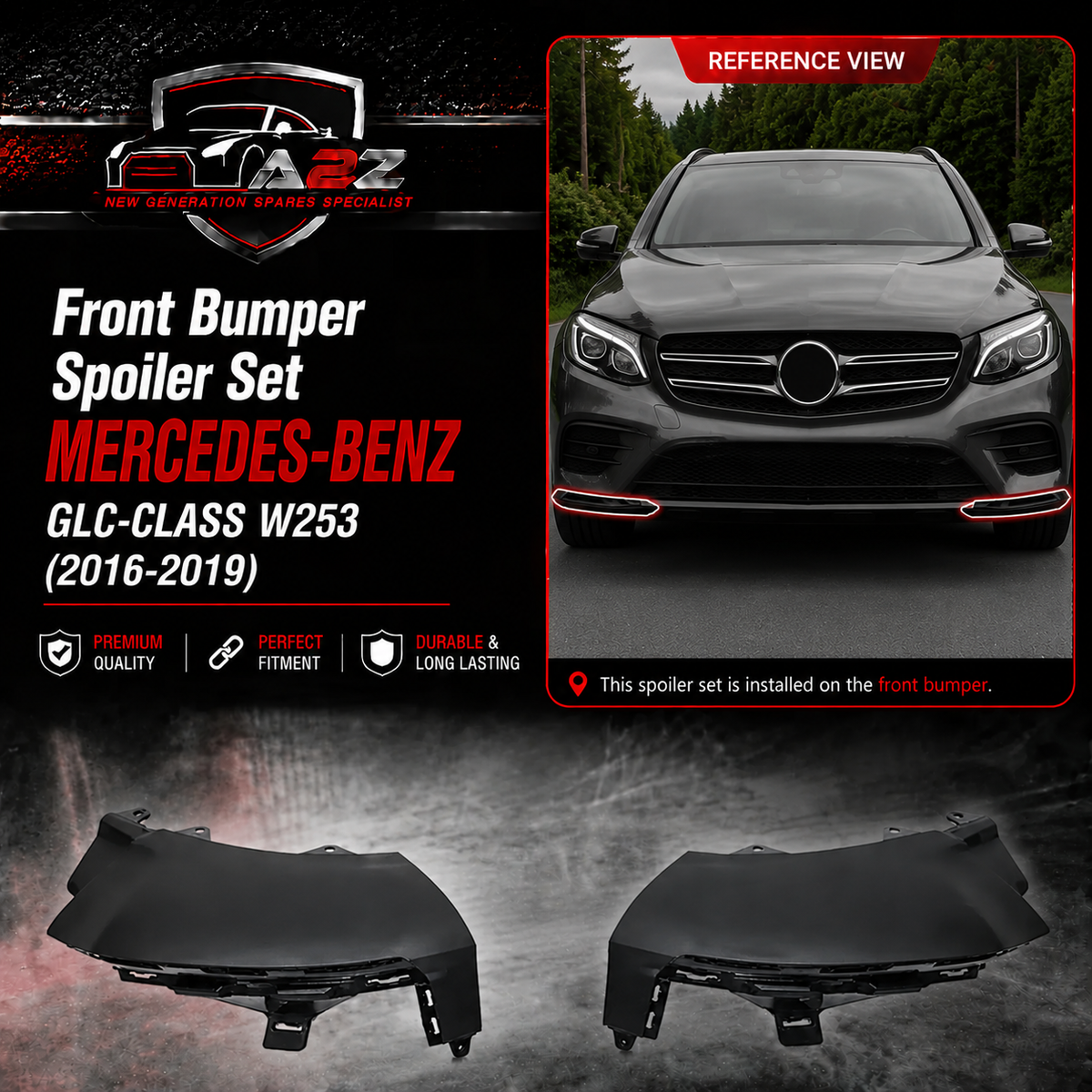 Front Bumper Spoiler Left 2538857900 & Right 2538858000 Compatible With Mercedes-Benz GLC-CLASS W253 (2016-2019) Tag No.136