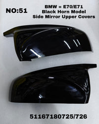 Side Mirror upper cover (Side Mirror cover) Horen Model  Black Left 51167180725 &  Right 51167180726  Compatible With BMW X5 E70 & X6 E71 TAG-SMC-51