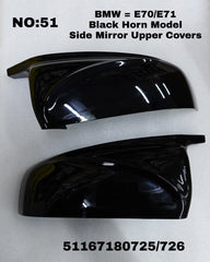 Side Mirror upper cover (Side Mirror cover) Horen Model  Black Left 51167180725 &  Right 51167180726  Compatible With BMW X5 E70 & X6 E71 TAG-SMC-51