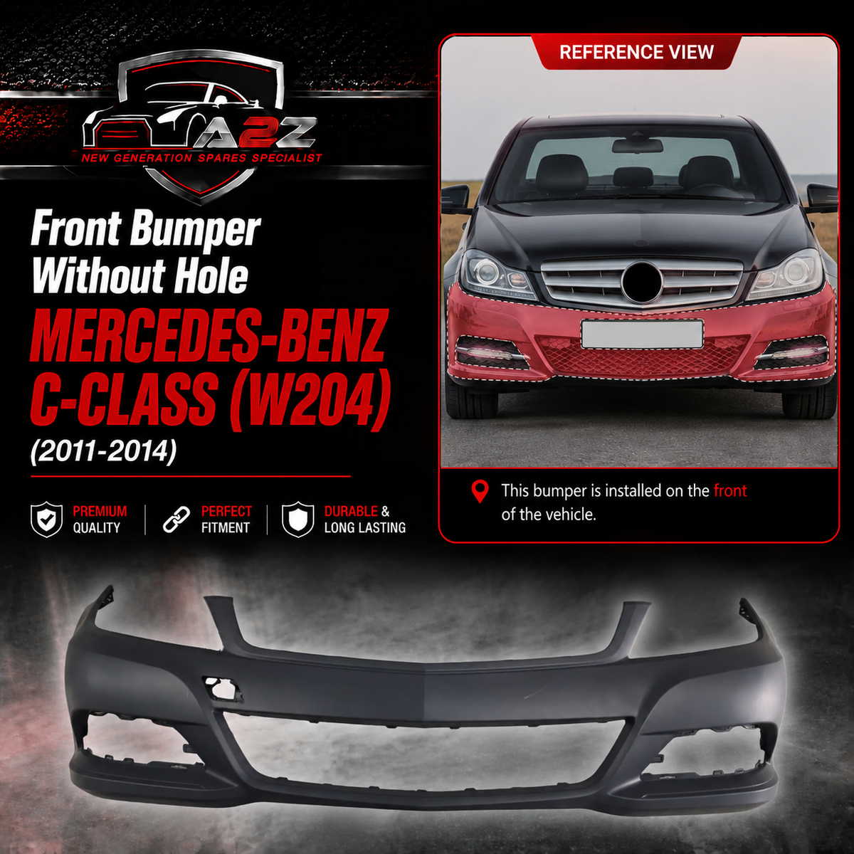 Front Bumper Without Hole A2048805547 Compatible With MERCEDES-BENZ C-CLASS (W204) (2011-2014) Tag No.252B