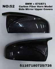 Side Mirror upper cover  (Side Mirror cover) Carbon Fiber Horn Model Left 51167180725 &  Right 51167180726 Compatible With BMW X5 E70 & X6 E71 TAG-SMC-52