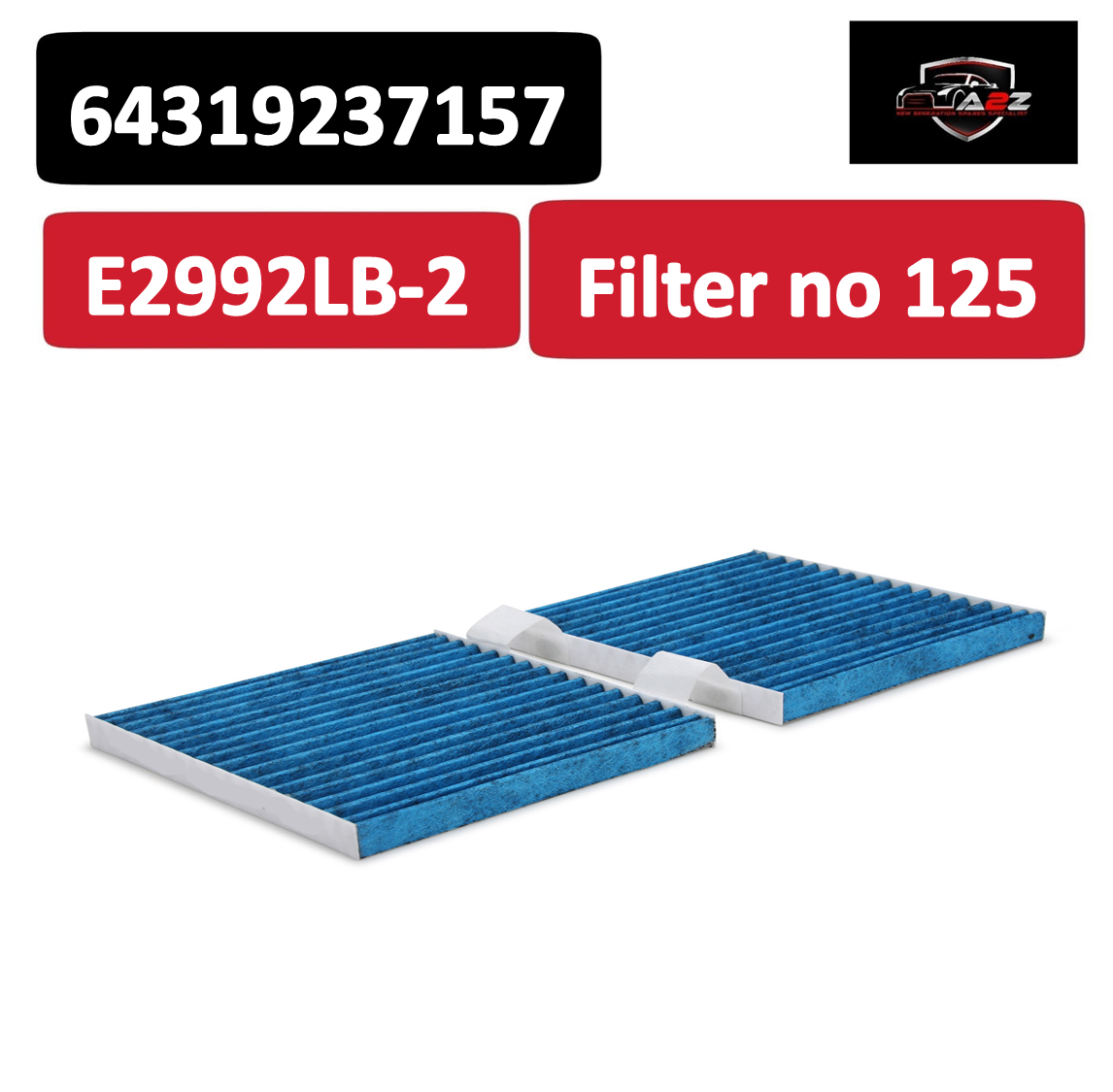 Air Filter E2992LB-2 & 64319237157 & LAK630/S 64312284828 64319237157 64319312317 64319312318 Compatible With BMW X3 (F25) Tag : 125