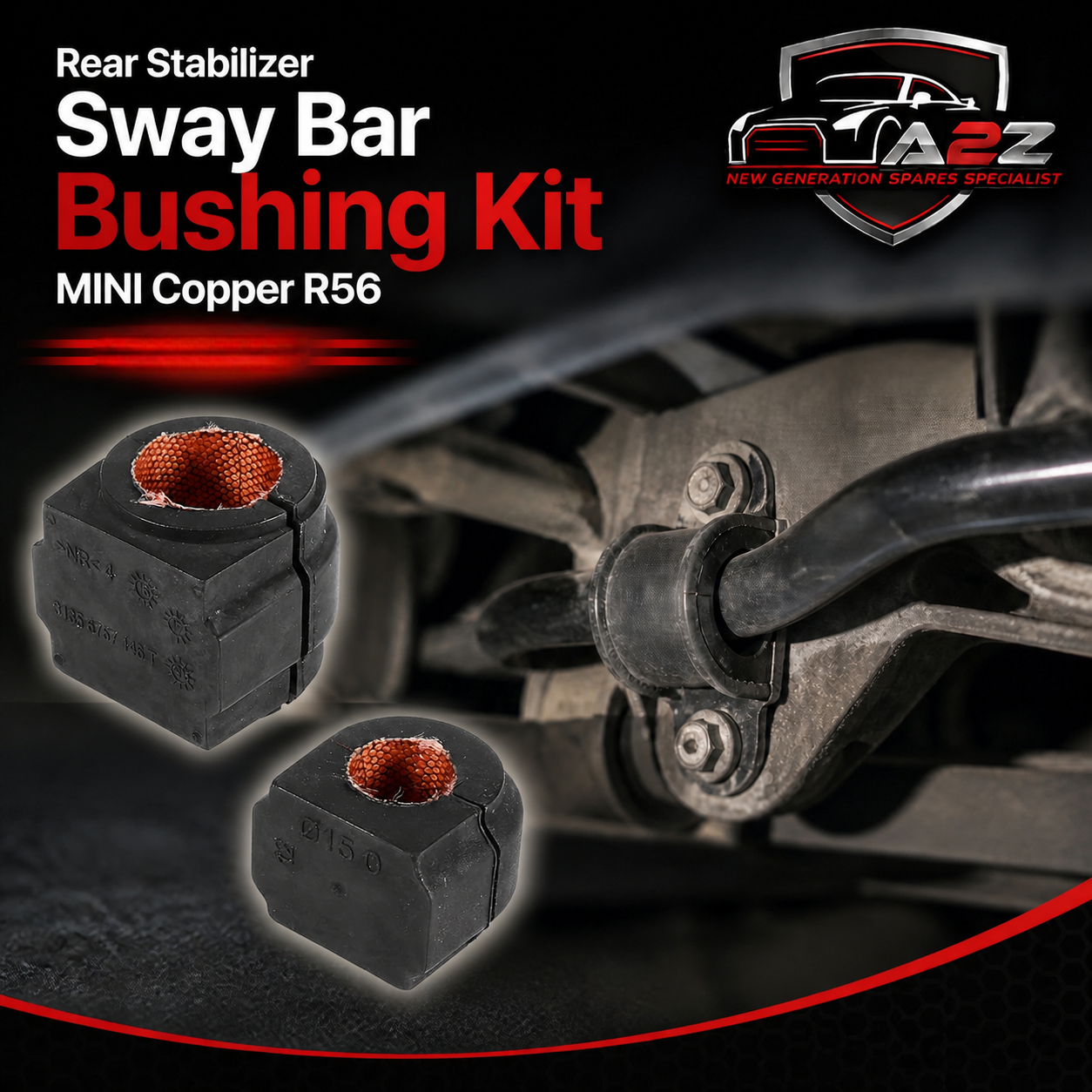 Rear Stabilizer Sway Bar Bushing Kit 33556754823 Compatible With MINI (R56) & MINI Convertible (R57)