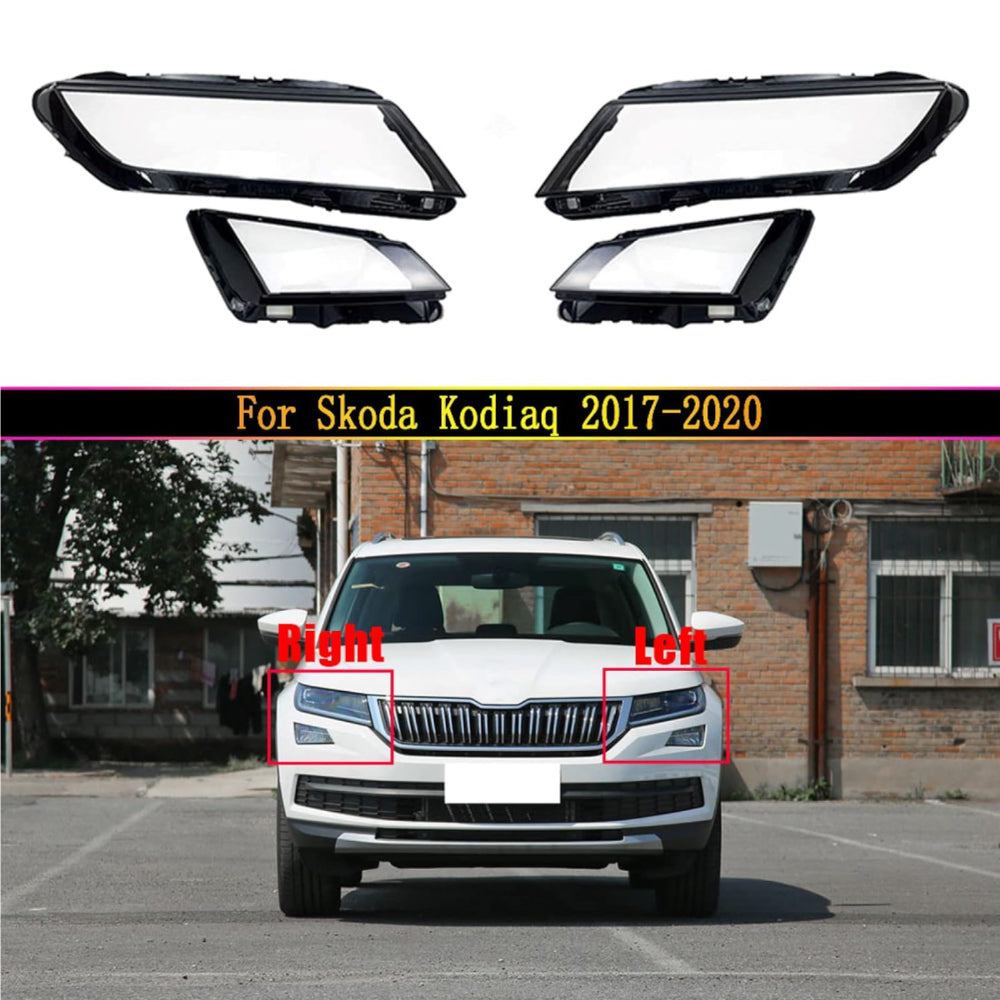 Car Front Head lamp Cover Transparent Lampshade Glass Headlight Lens  Auto light Lamp shell for Skoda Kodiaq 2017 - 2020.