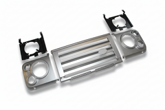 Front Grille And Headlamp Surrounds (Silver) Compatible With Land Rover Defender
