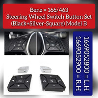 Black+Silver-Square Steering Wheel Switch Control Buttons 1669052800 1669052900 Compatible with MERCEDES BENZ GL-CLASS W166 & ML-CLASS W166 & G Class W463 & GLC C218
