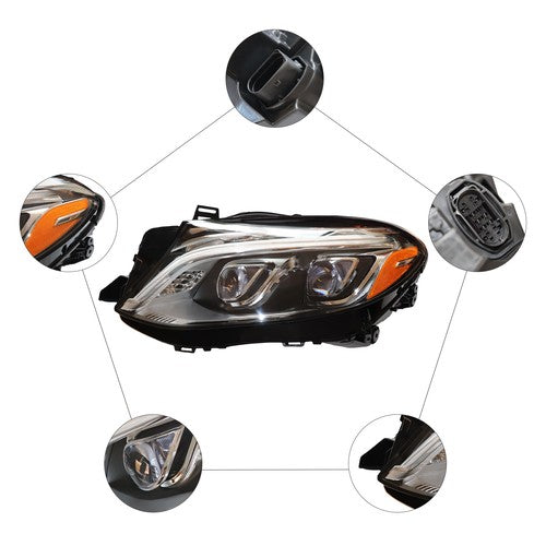 Complete Headlight Set Left 1668202700 & Right 1668202800 Compatible With Mercedes Benz W166 (2016-19)