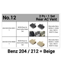 Rear Beige Air Conditioner Back Ac Vent Grille Outlet Tab Clip Slider Repair Kit 2048300354 Compatible With MERCEDES-BENZ C-CLASS (W204) & E-CLASS W212 (Set Of 2)