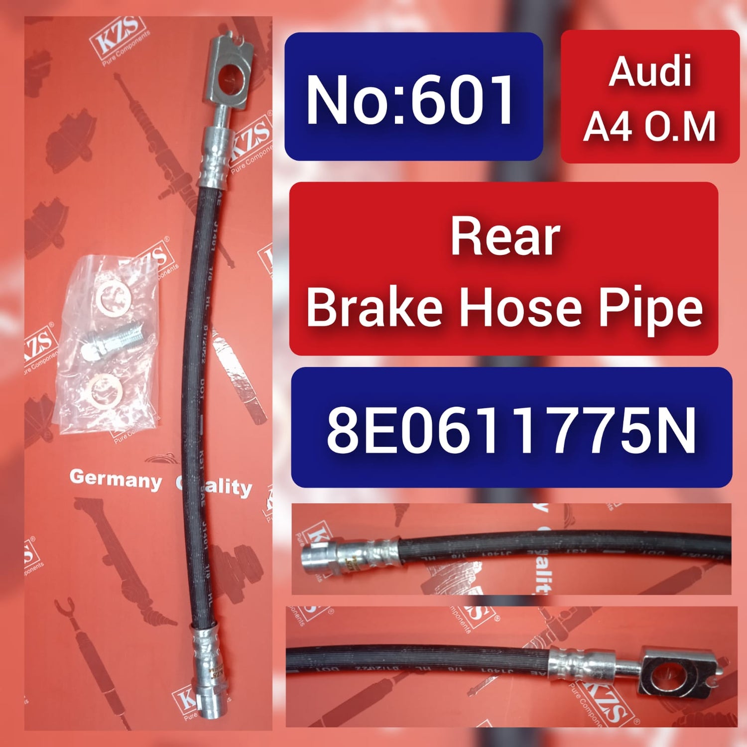 Rear Brake Hose Pipe 8E0611775N 8E0611775H Compatible with AUDI A4  Tag-H-601