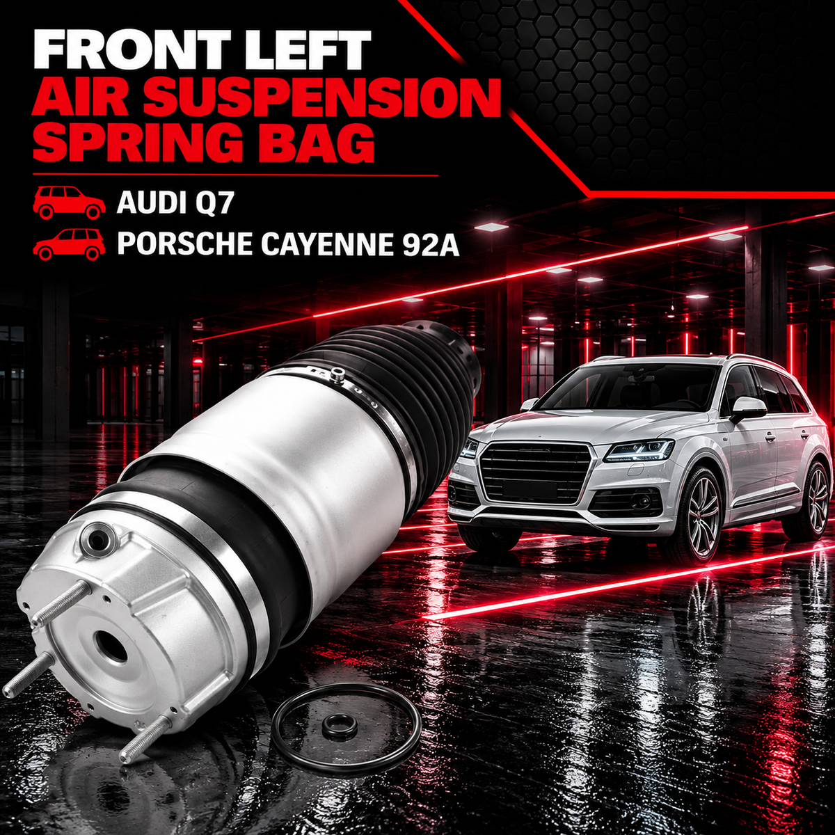 Front Left Air Suspension Spring Bag 7P6616039K 7P6616039N Compatible With AUDI Q7 & PORSCHE CAYENNE 92A