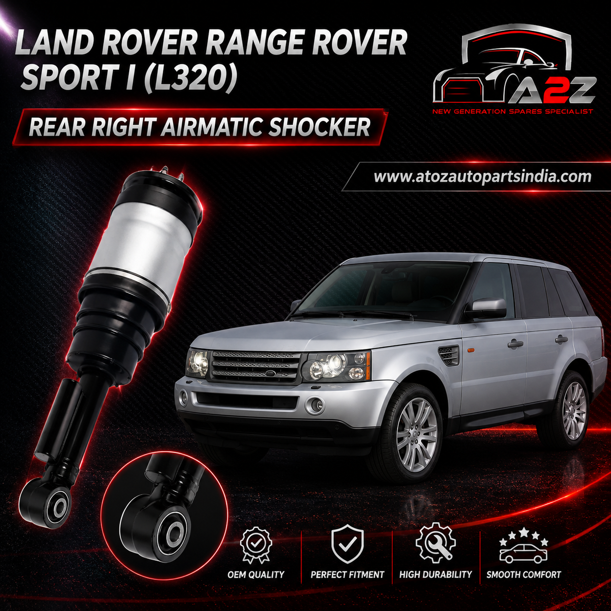 Rear Right Air Suspension Electric Shock Absorber Strut With Sensor LR023235 Compatible With LAND ROVER RANGE ROVER SPORT I (L320)