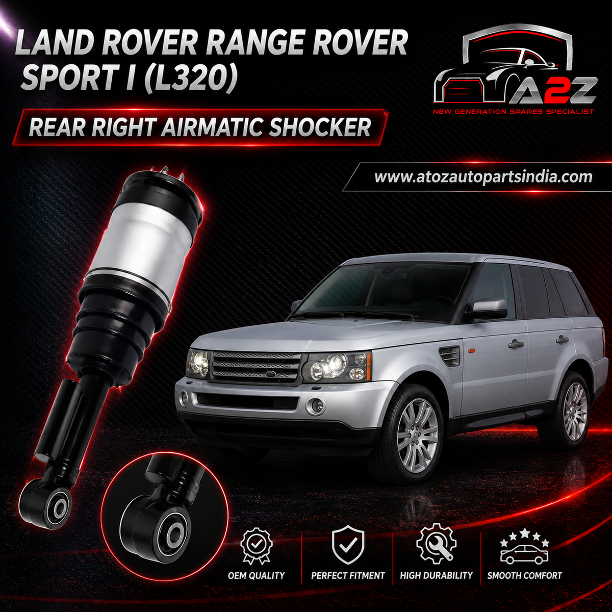 Rear Right Air Suspension Electric Shock Absorber Strut With Sensor LR023235 Compatible With LAND ROVER RANGE ROVER SPORT I (L320)