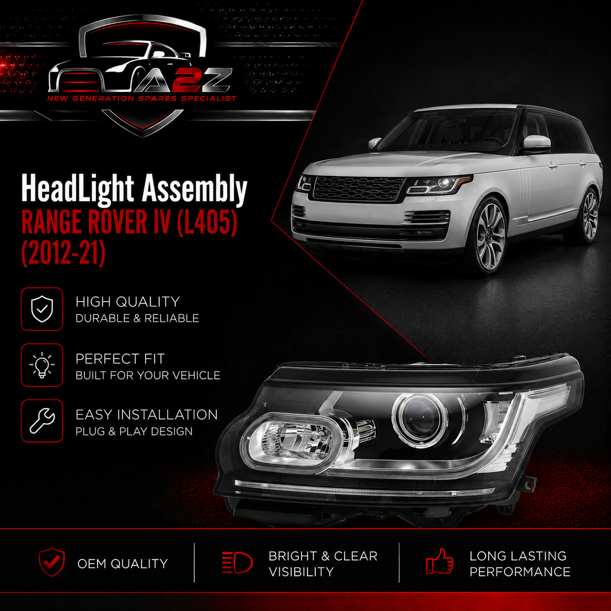 Complete Headlight Assy Right LR067204 & Left LR067213 Compatible With RANGE ROVER IV (L405)  (2012-21)Tag No.02