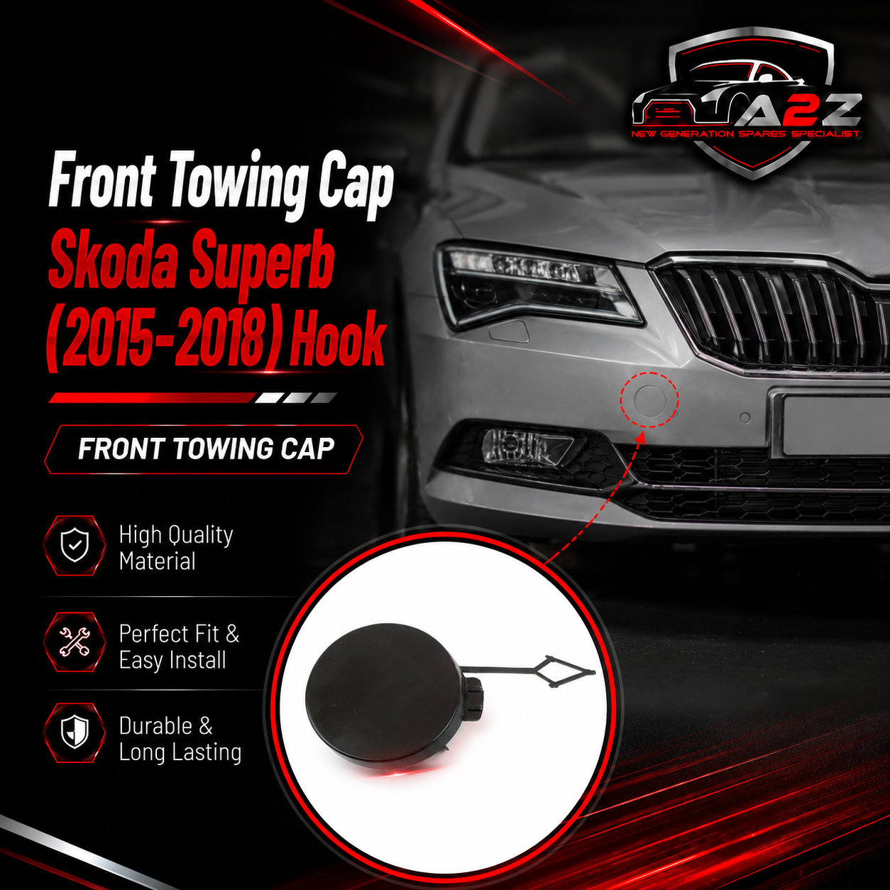 Front Towing Cap 3V0807241 Compatible With Skoda Superb (2015-2018) Tag No.1003