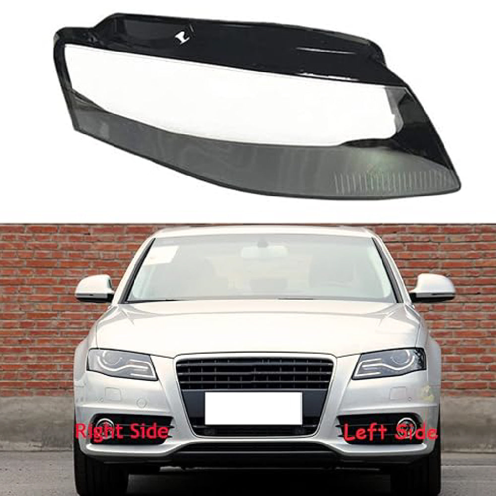 Car Headlight Lens Cover, Headlamp Glass Lampshade Transparent Front Shell Cover Compatible for Audi A4 B8 2008 - 2011.