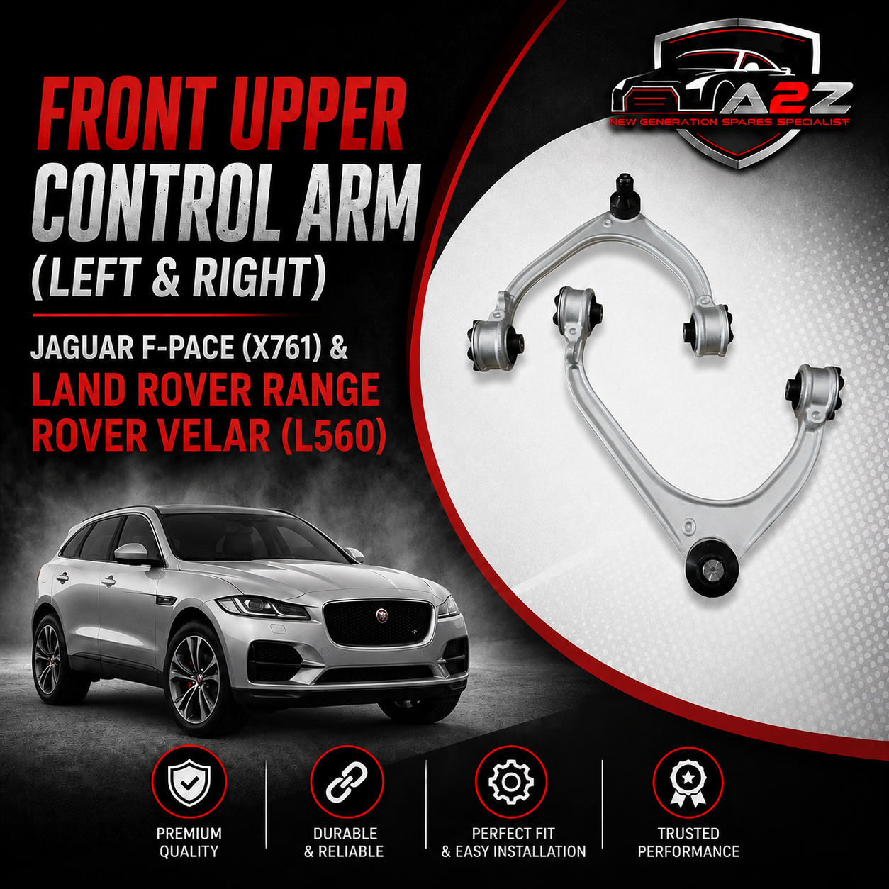 Front Upper Control Arm (Set Of 2) Left T4A1068 T4A1069  & Right T4A1010 Compatible with JAGUAR F-PACE (X761) & LAND ROVER RANGE ROVER VELAR (L560)