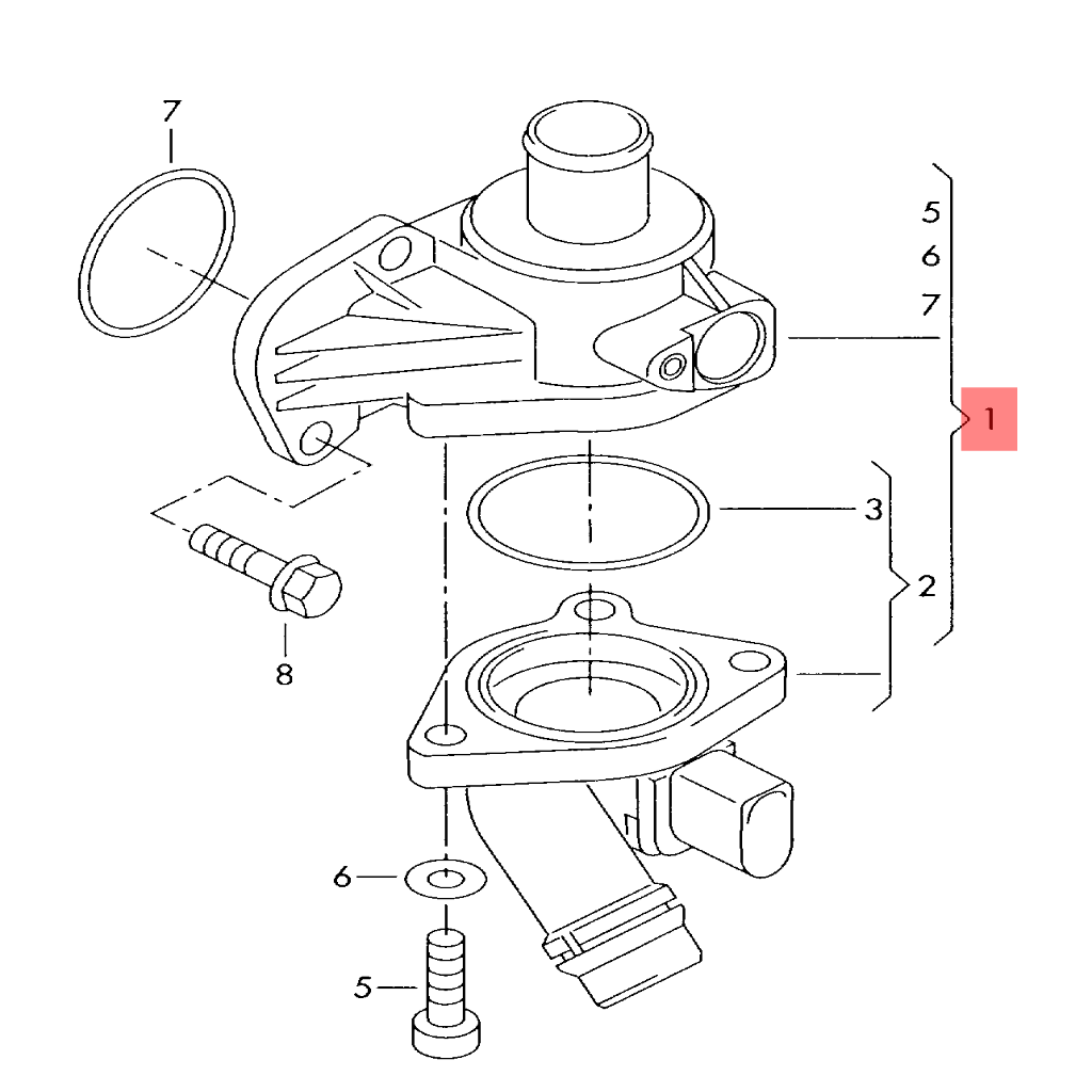 Elbow (Thermostat) 06D121111G Compatible With AUDI A4 Tag-E-41