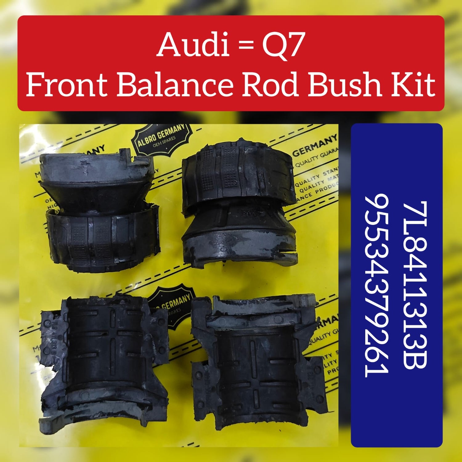Front Stabilizer Sway Bar Bushing Kit 7L8411313B 7L0411313K Compatible With AUDI Q7 (4LB)