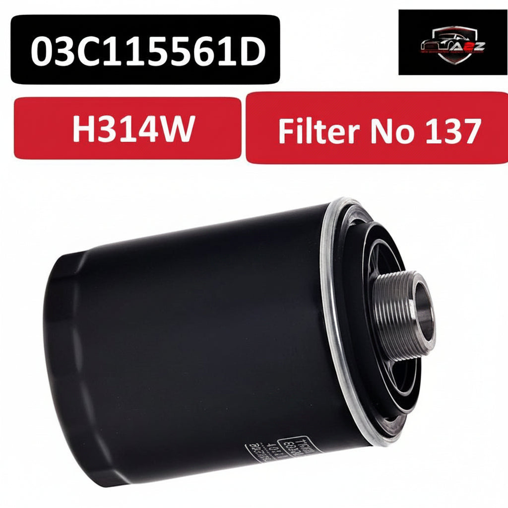 Oil Filter H314W & 03C115561D & H314W01 & OC593/3 03C115561H Compatible With SKODA FABIA II (542) & VW JETTA IV (162, 163, AV3, AV2) | JETTA / CLASICO | VENTO & POLO V (6R1, 6C1) & POLO V Saloon (602, 604, 612, 614) | VENTO & VENTO (602, 604) Tag : 137