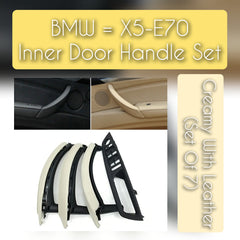 BMW X5 E70 leather inner door handle set – 7-piece interior upgrade for 2007–2013 models with premium finish and OEM fit

