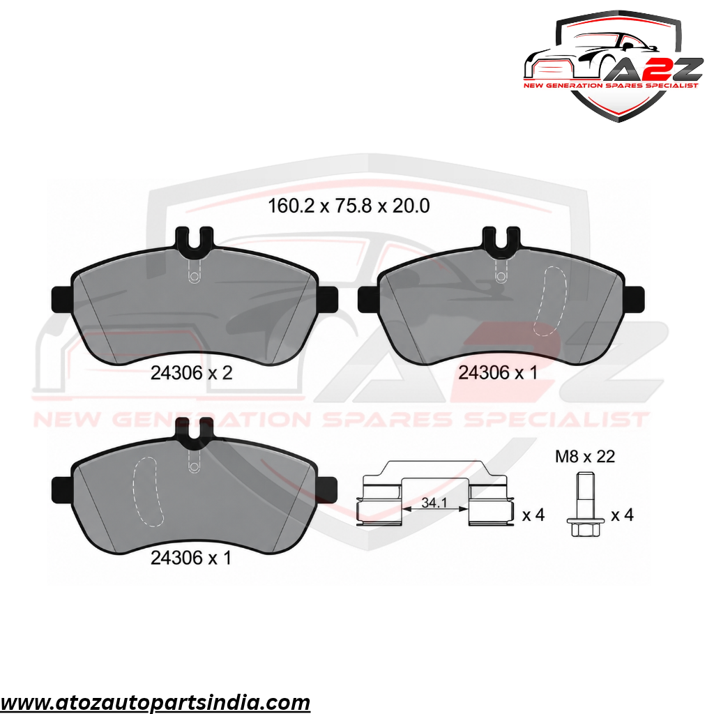 Front Brake Pad A0074205520 2430601 P06067 Compatible With MERCEDES-BENZ C-CLASS W204 & E-CLASS W212 & SLK R172