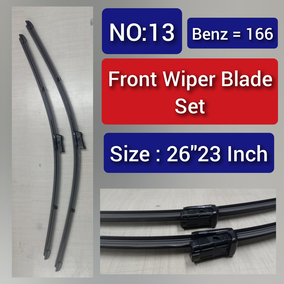 Front Wiper Blade Set (26'23 Inch) Compatible with Mercedes Benz W166 Tag-WBF-13