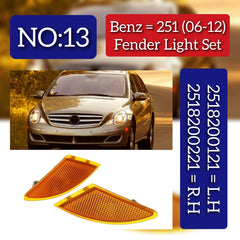 Front Bumper Turn Signal Indicator Light Left 2518200121 & Right 2518200221 Compatible with Mercedes Benz R-CLASS W251 2006-2012 Tag-FBL-13