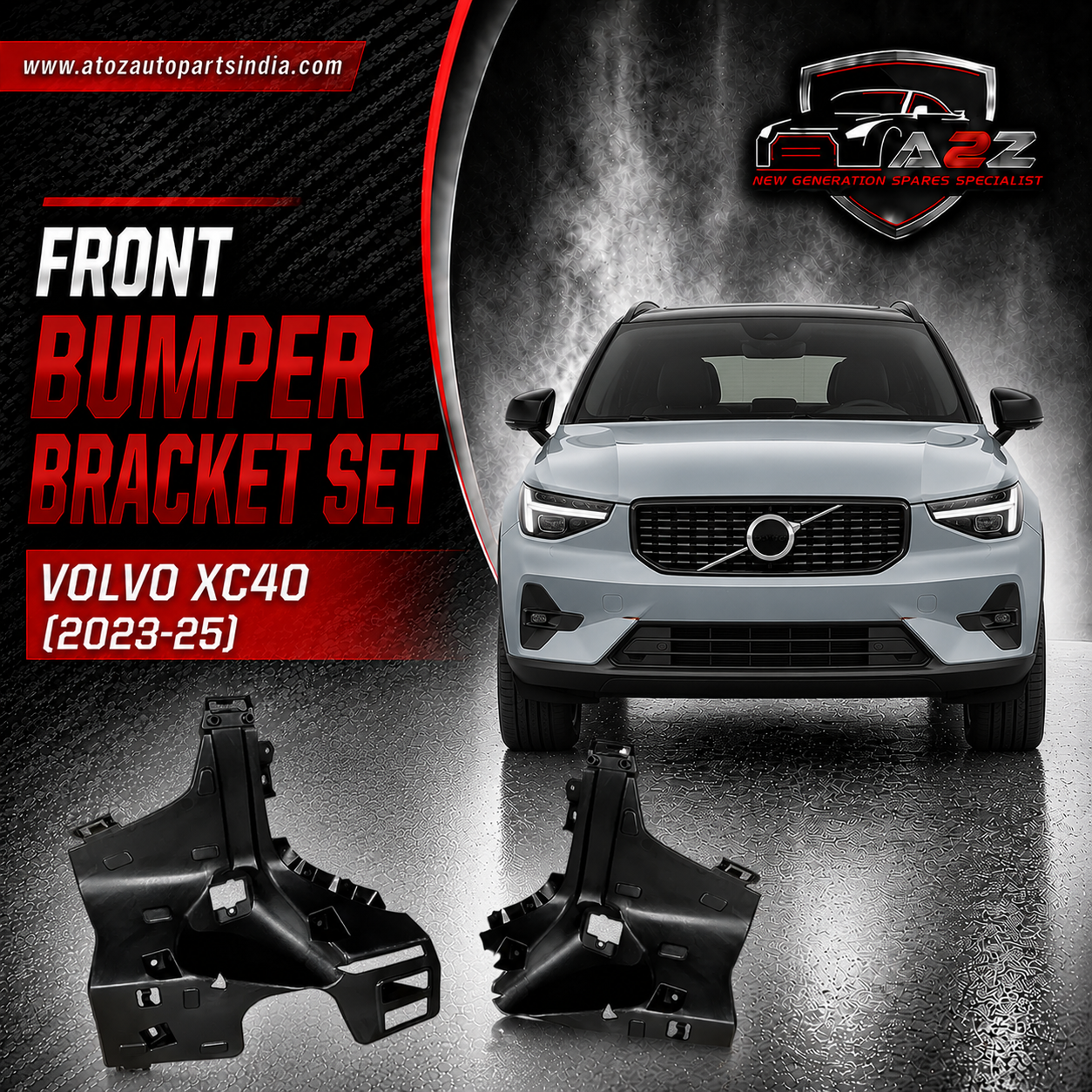 Front Bumper Bracket Set Left 32136093 & Right 32136092 Compatible With Volvo XC40 (2023-25)