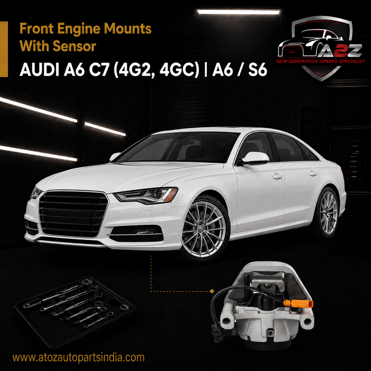 Front Engine Mounts With Sensor 4G0199381NT Compatible With AUDI A6 C7 (4G2, 4GC) | A6 / S6