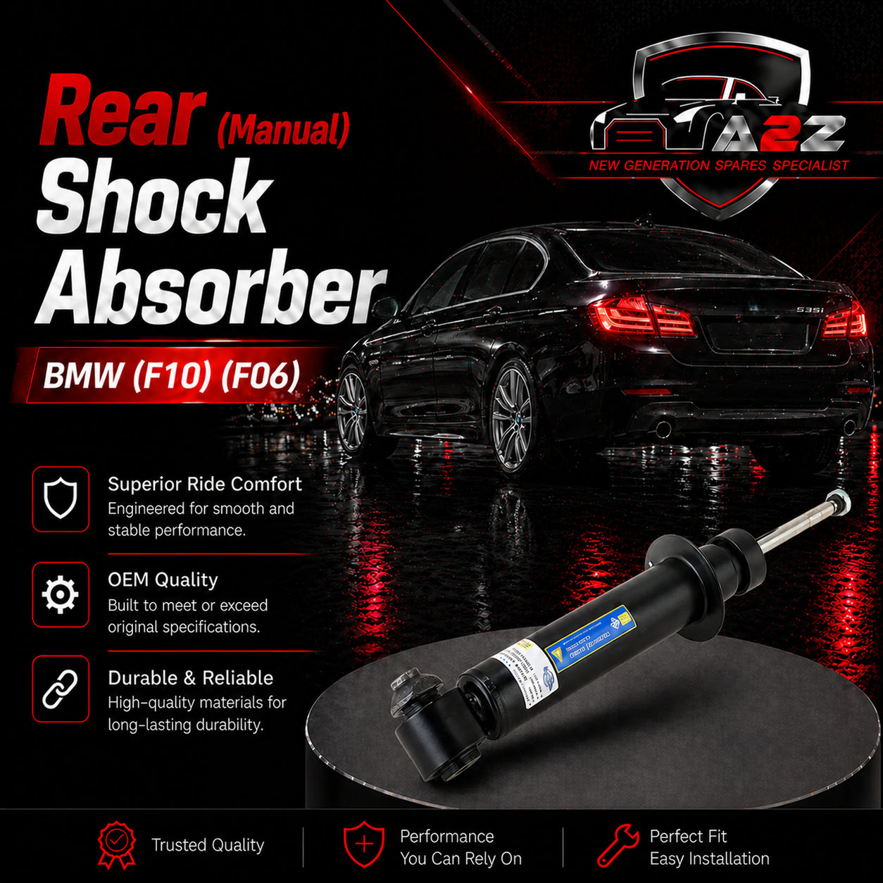 Rear (Left & Right Same)  Shock Absorber 33526850445 Compatible With  BMW 5 Series (F10) & 6 Gran Coupe (F06) (1PCS)