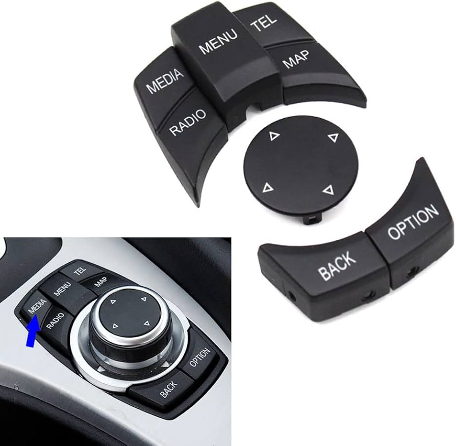 CIC iDrive Multimedia Trims Control Button Cover 65829240956 - C Compatible with BMW 1 Series E81 E82 E88 & 3 Series E90 E92 E93 & 5 Series E60 E61 &  X1 E84 & X5 E70 & X6 E71