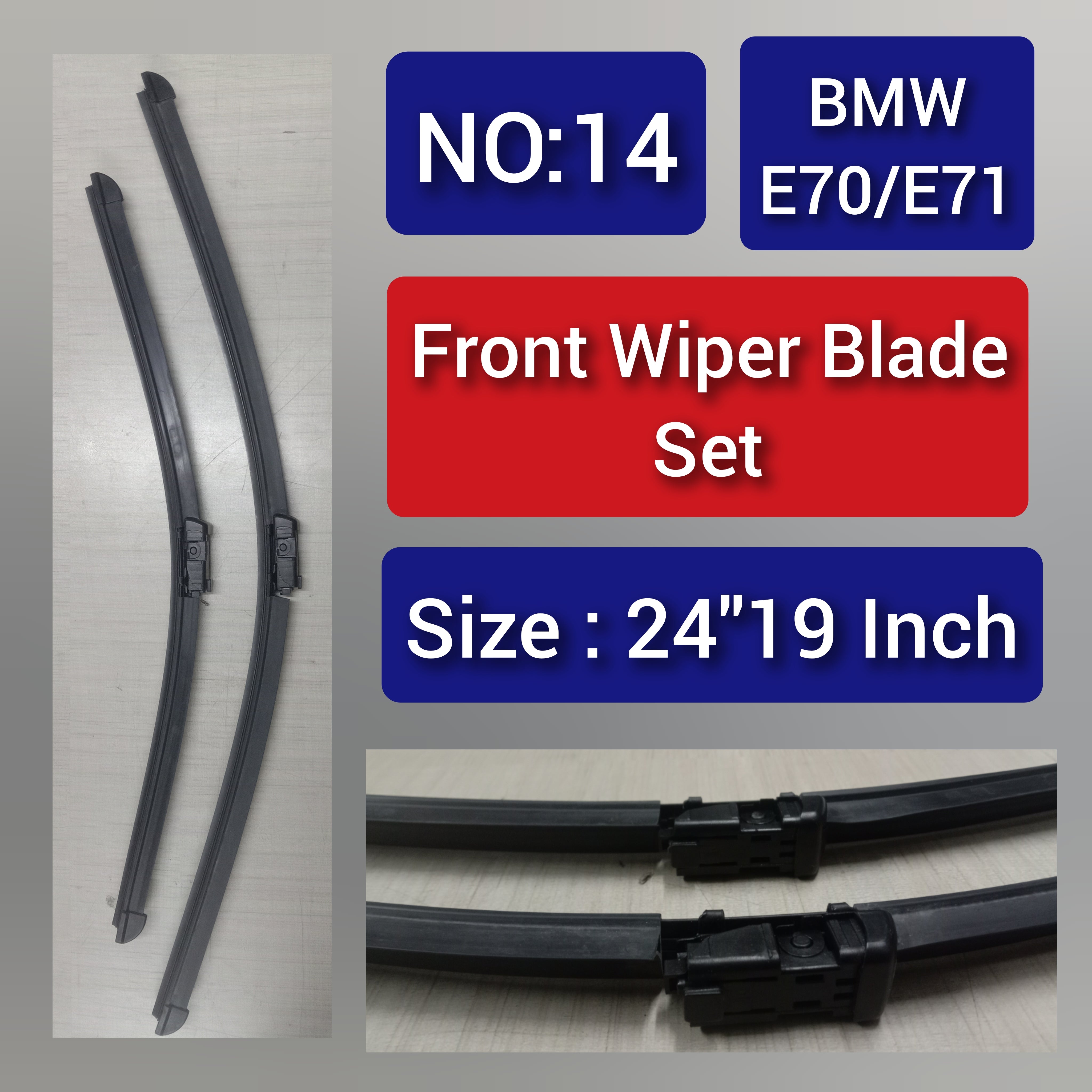 Front Wiper Blade Set (24'19 Inch) Compatible with BMW X5 E70 & X6 E71 Tag-WBF-14
