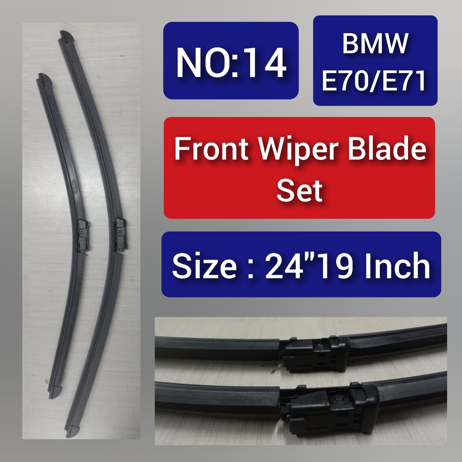 Front Wiper Blade Set (24'19 Inch) Compatible with BMW X5 E70 & X6 E71 Tag-WBF-14