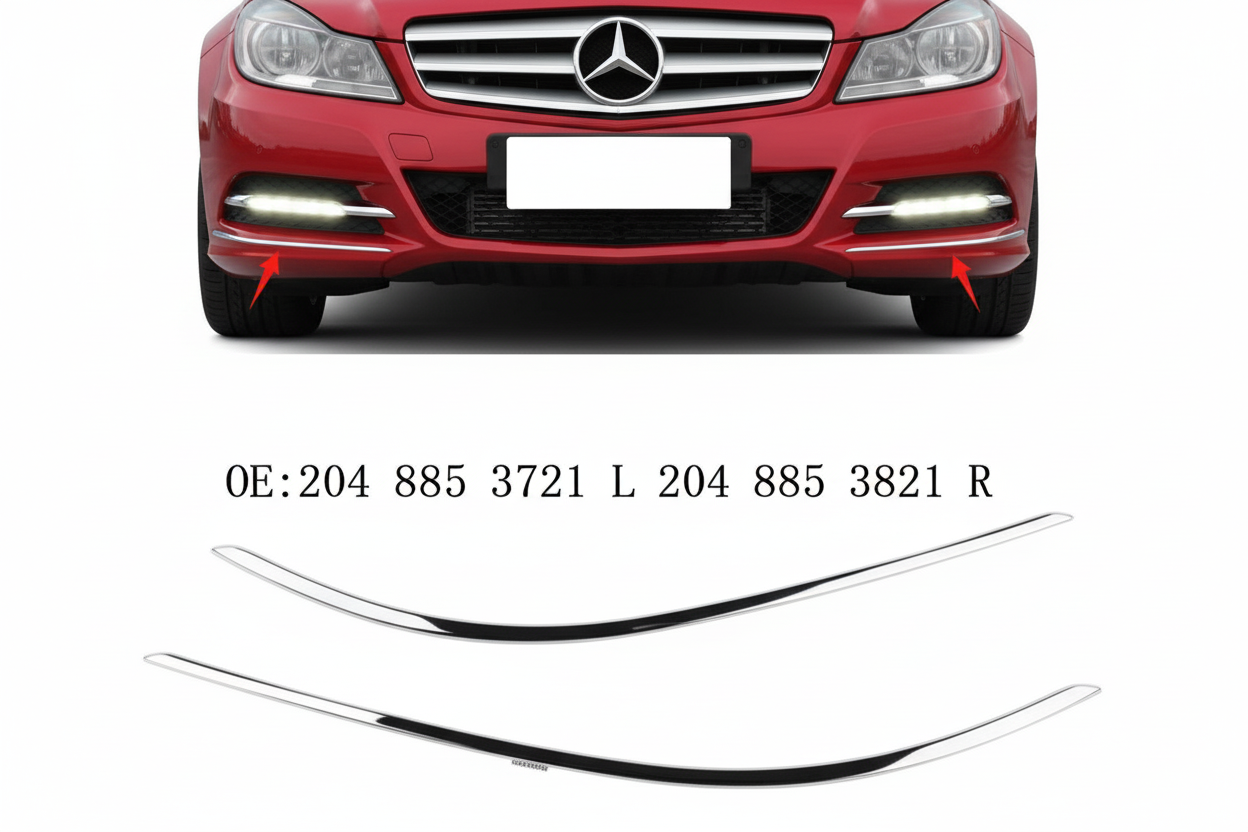 Front Bumper Chrome Left 2048853721 & Right 2048853821 Compatible With MERCEDES-BENZ C-CLASS W204 New Tag No.114