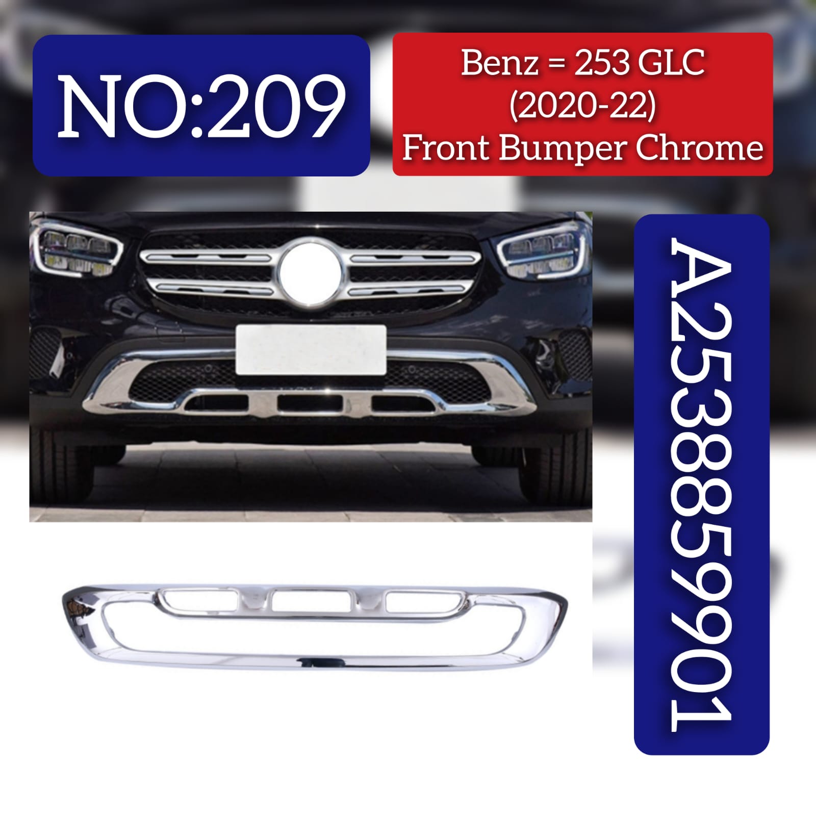 Front Bumper Chrome 2538859901  Compatible With MERCEDES BENZ GLC X253